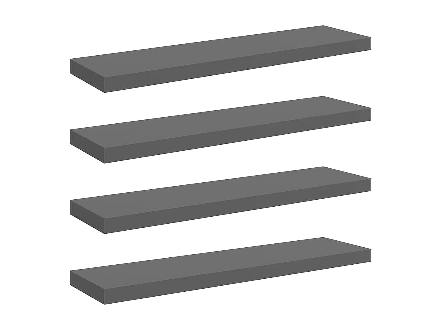 Étagère murale flottante 4 pcs Gris brillant 90x23,5x3,8 cm MDF