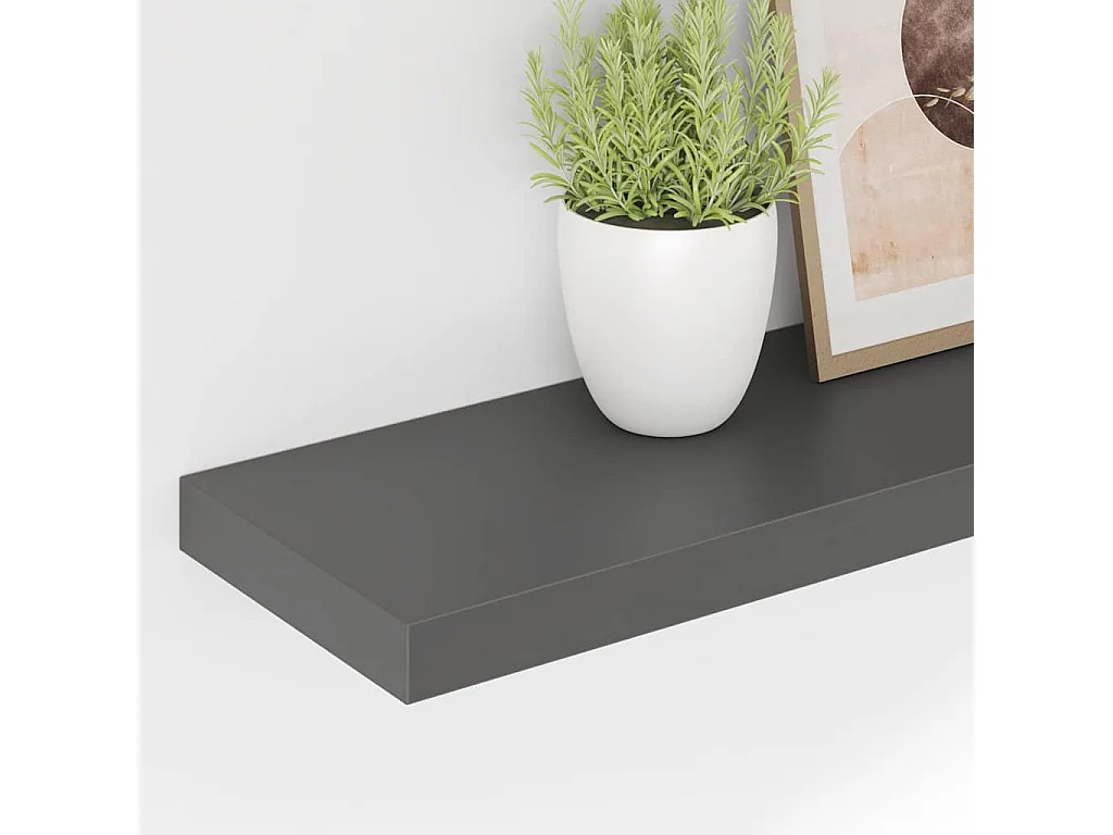 Étagère murale flottante 4 pcs Gris brillant 90x23,5x3,8 cm MDF