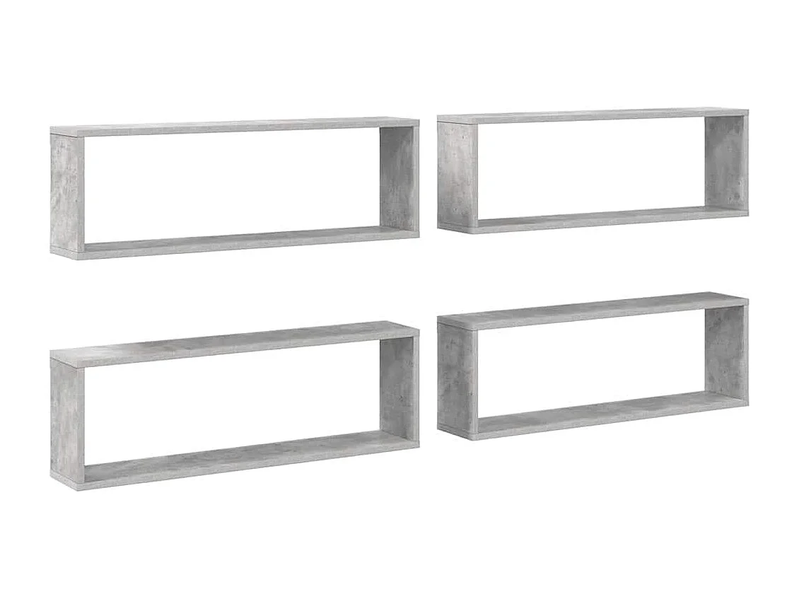 Étagères cube murales 4 pcs gris béton bois d'ingénierie