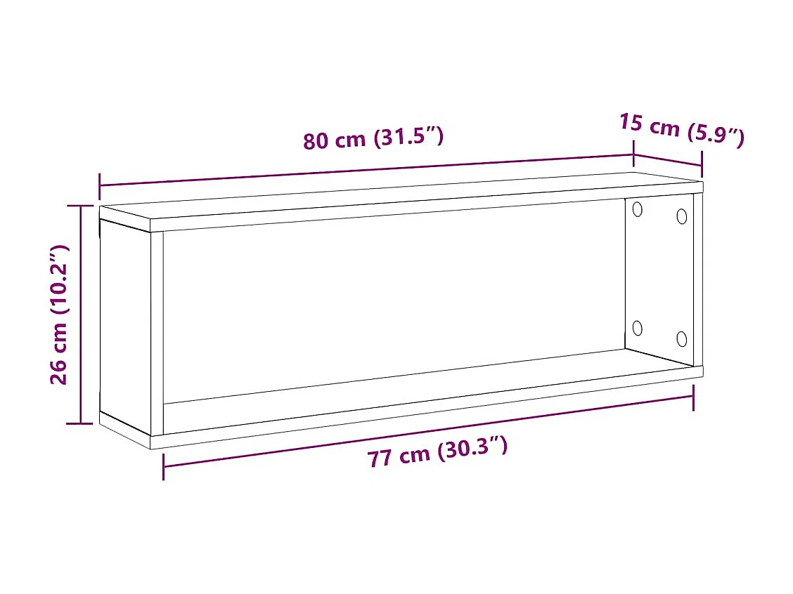 Étagères cube murales 4 pcs gris béton bois d'ingénierie