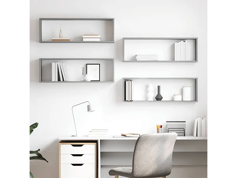 Würfelregale 4 Stk. Betongrau 80x15x26,5 cm Holzwerkstoff