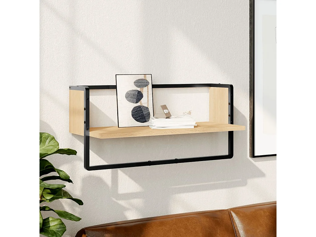 Étagère murale avec barre chêne sonoma 65x25x30 cm