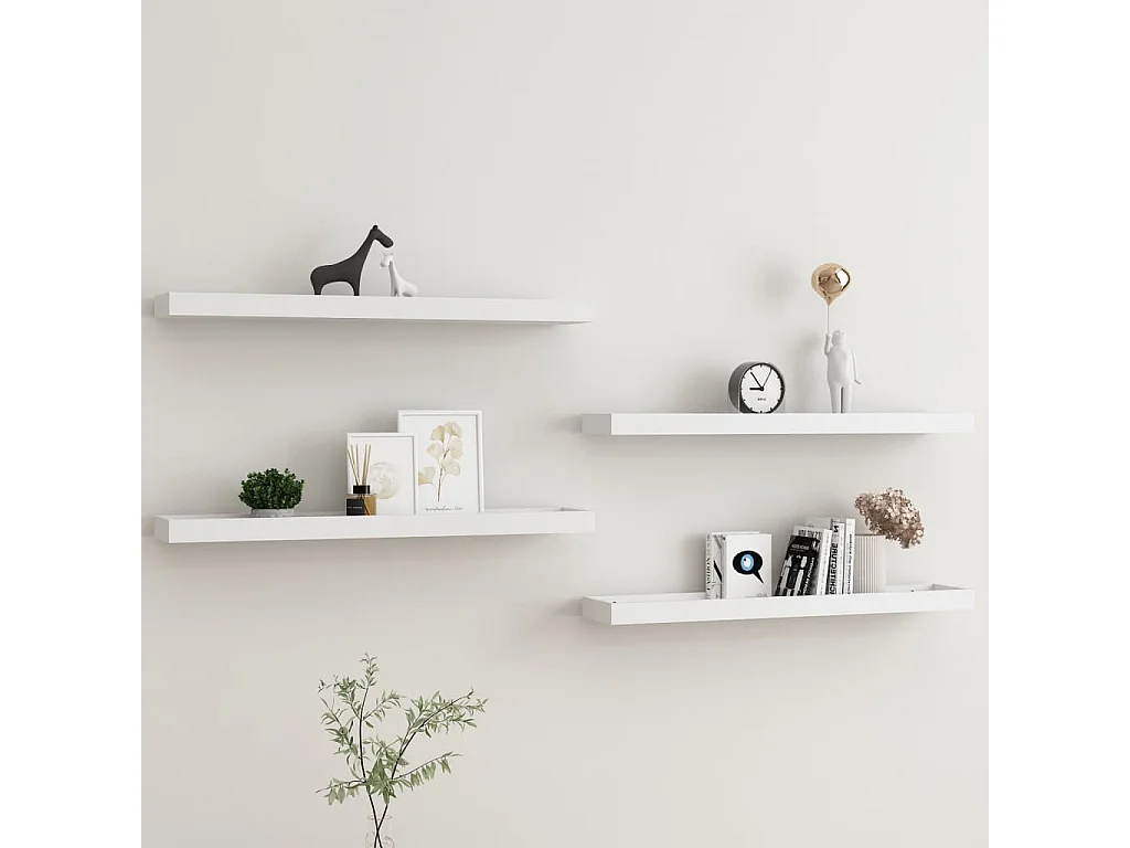 Étagères murales Loggia 4 pcs Blanc 80x15x4 cm MDF