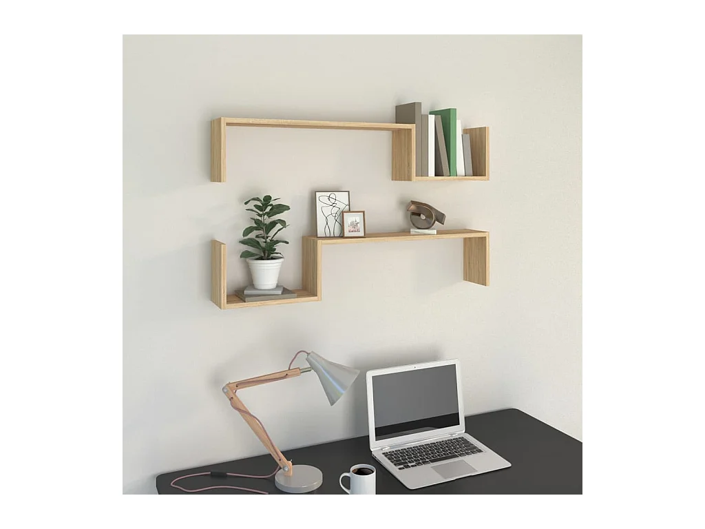 Étagères murales 2 pcs chêne sonoma 100x15x20cm bois ingénierie