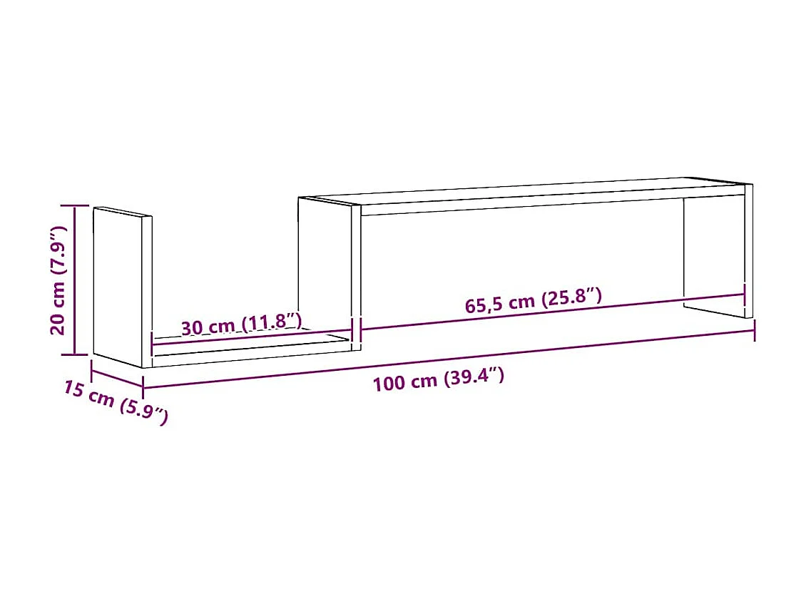 Estantes de pared 2 uds madera de ingeniería roble 100x15x20 cm