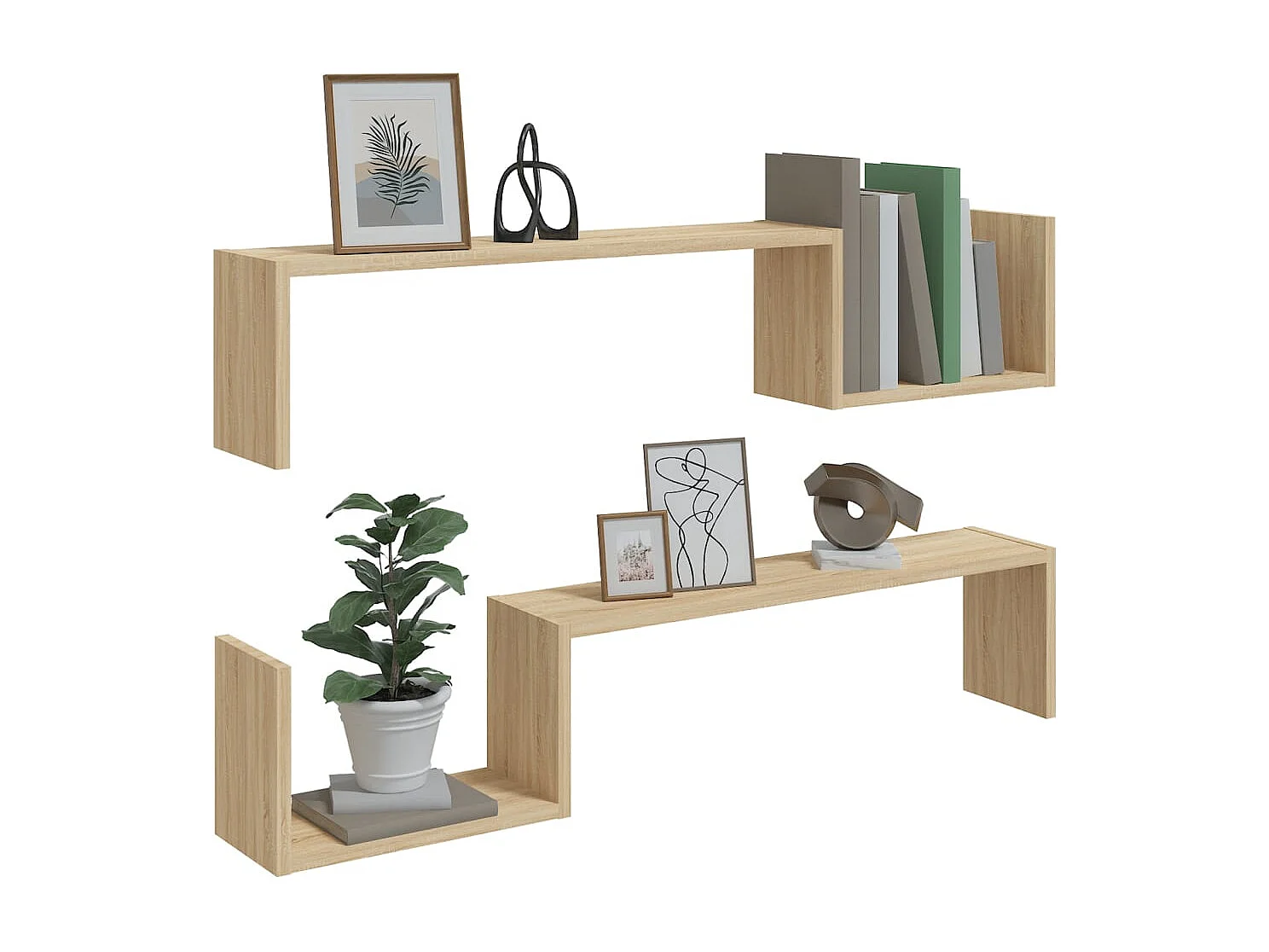 Estantes de pared 2 uds madera de ingeniería roble 100x15x20 cm