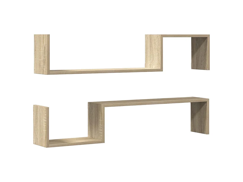 Étagères murales 2 pcs chêne sonoma 100x15x20cm bois ingénierie