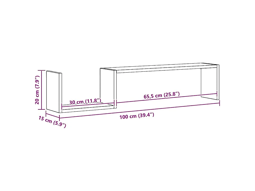 Étagères murales 2 pcs chêne sonoma 100x15x20cm bois ingénierie
