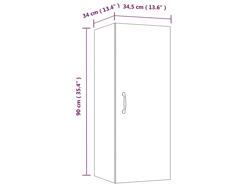 Armoire murale Sonoma gris 34,5x34x90 cm Bois d'ingénierie
