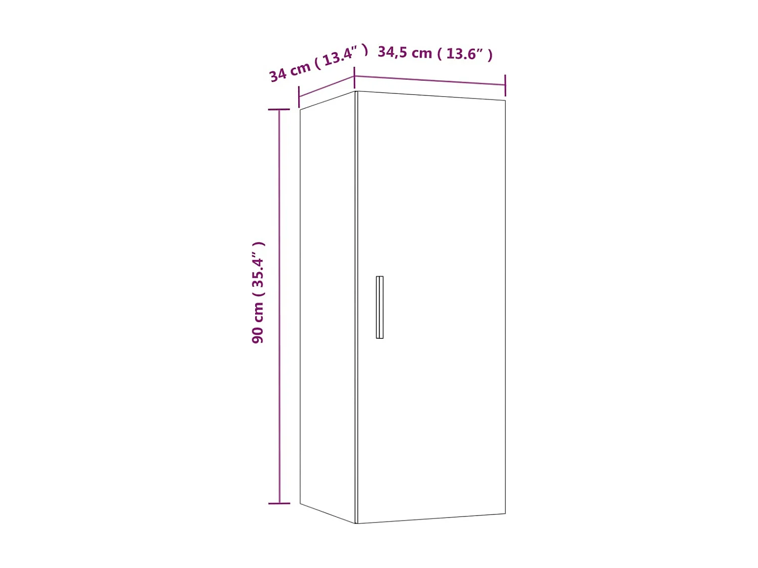 Armoire murale Chêne fumé 34,5x34x90 cm Bois d'ingénierie