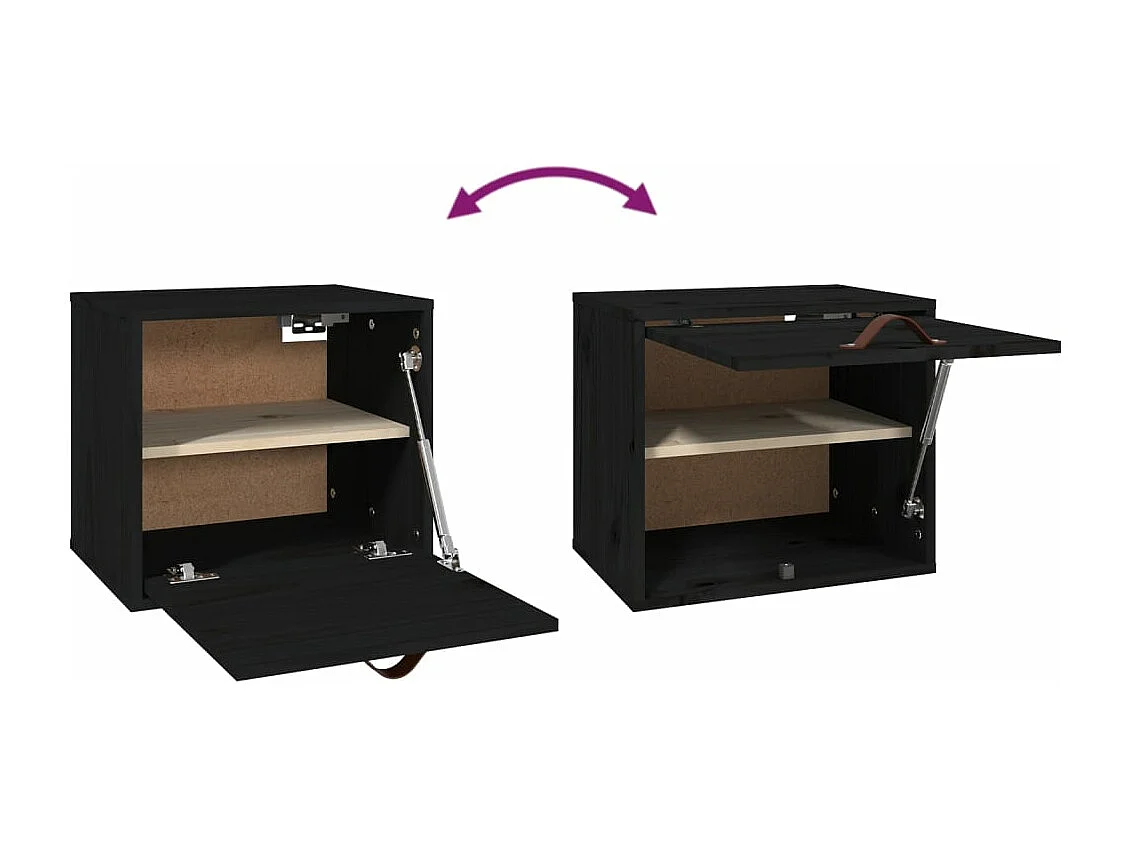 Wandkast 40x30x35 cm massief grenenhout zwart