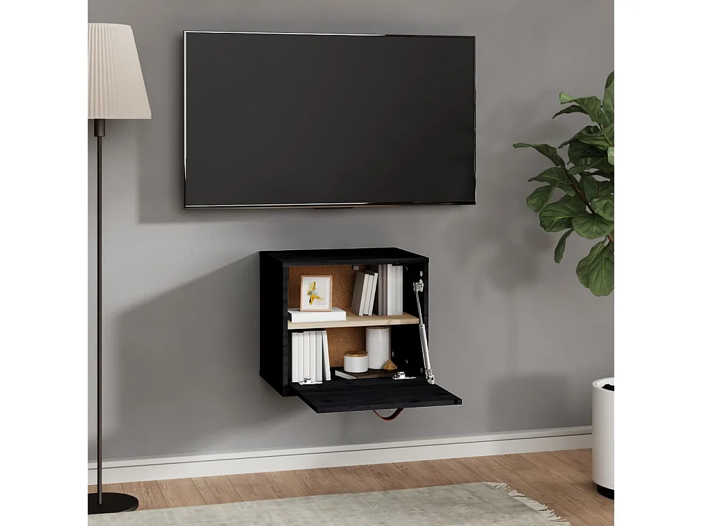 Wandkast 40x30x35 cm massief grenenhout zwart