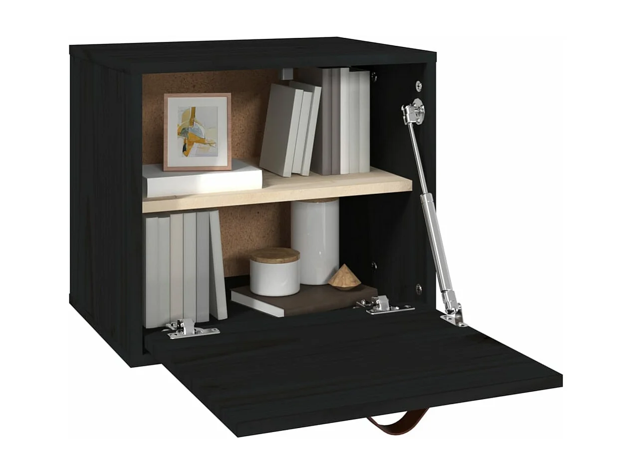 Wandkast 40x30x35 cm massief grenenhout zwart