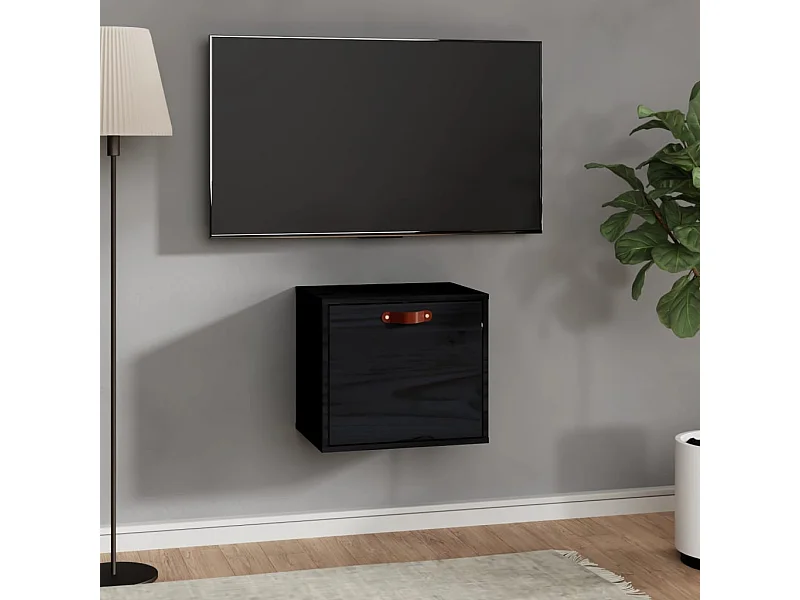 Wandkast 40x30x35 cm massief grenenhout zwart