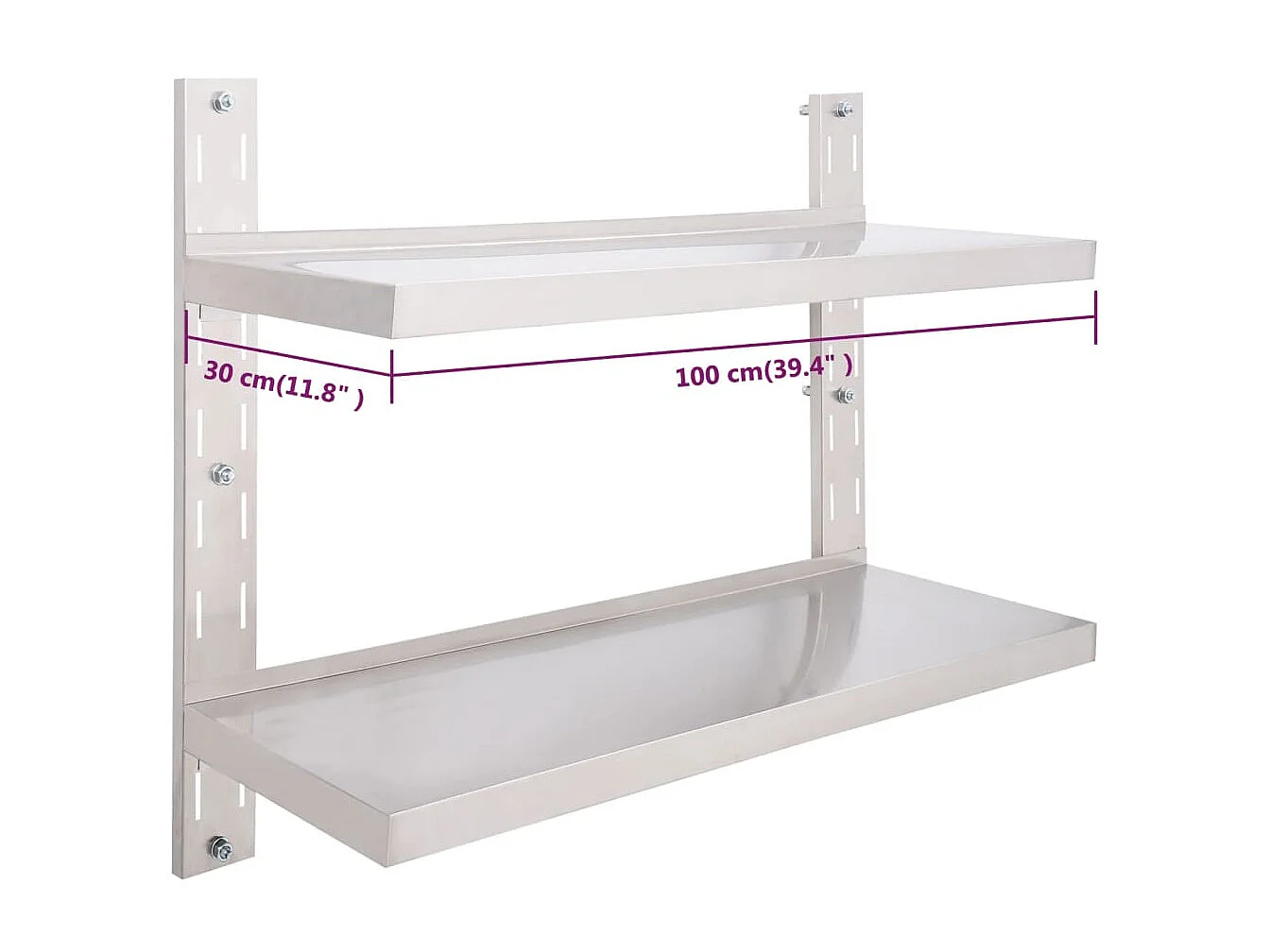 Mensola a Sospensione a 2 Livelli in Acciaio Inox 100x30 cm