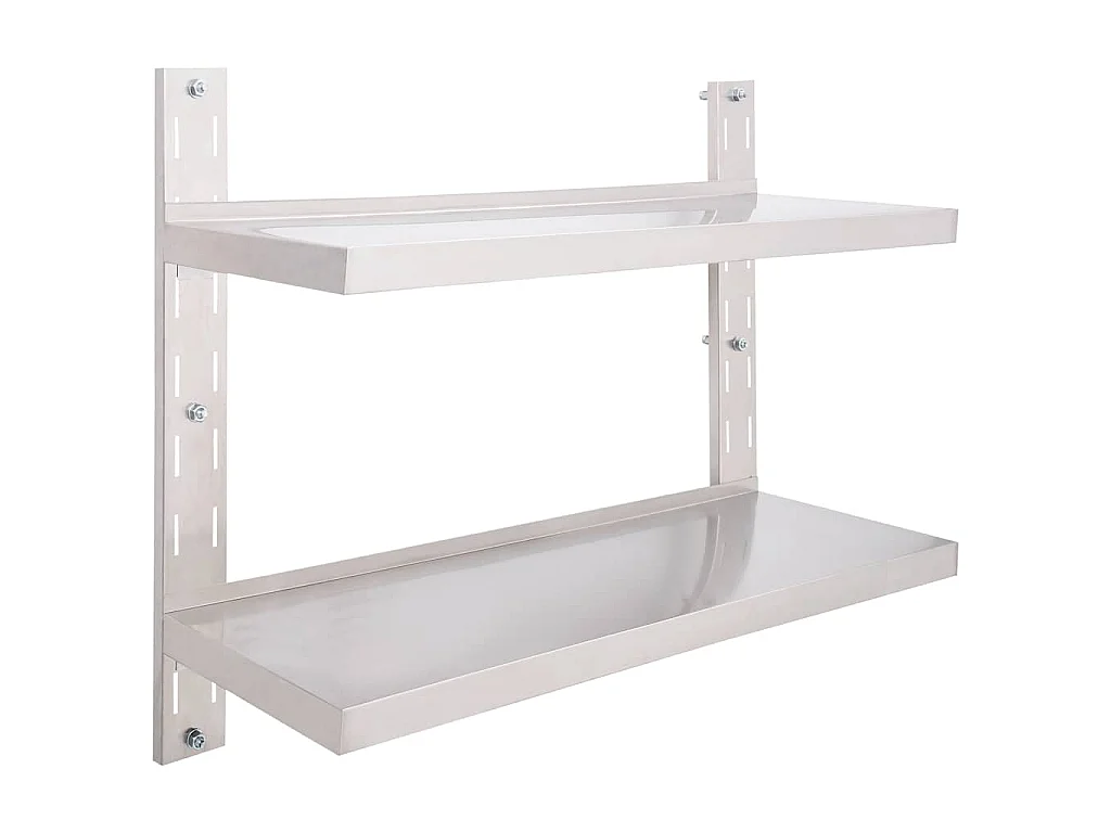 Wandregal mit 2 Ablagen Edelstahl 100x30 cm