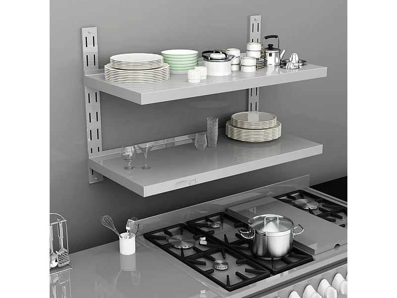 Mensola a Sospensione a 2 Livelli in Acciaio Inox 100x30 cm