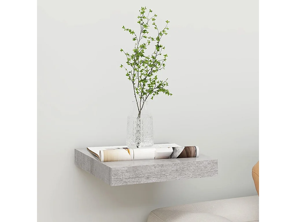 Estante flotante de pared gris hormigón MDF 23x23,5x3,8 cm