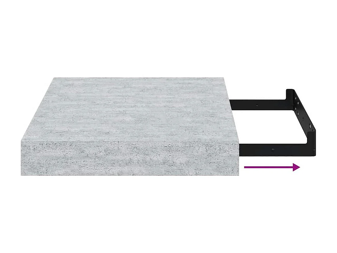 Schweberegal Betongrau 23x23,5x3,8 cm MDF