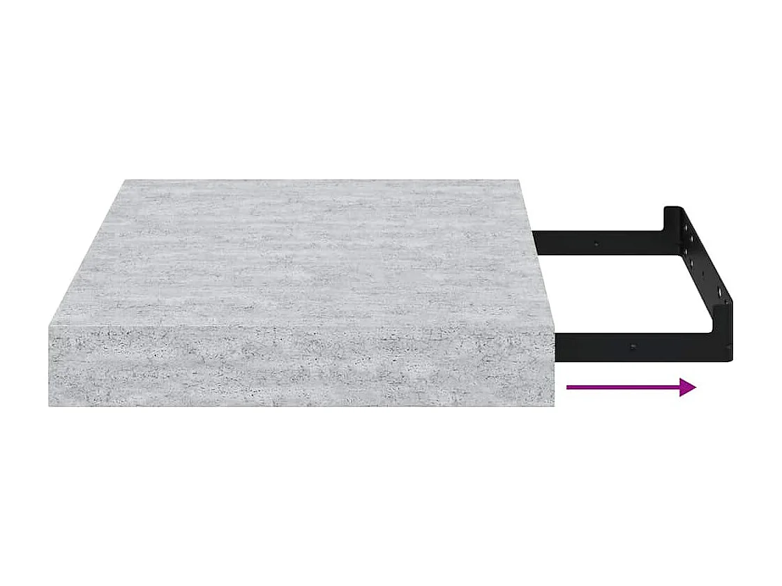 Étagère murale flottante gris béton 23x23,5x3,8 cm MDF