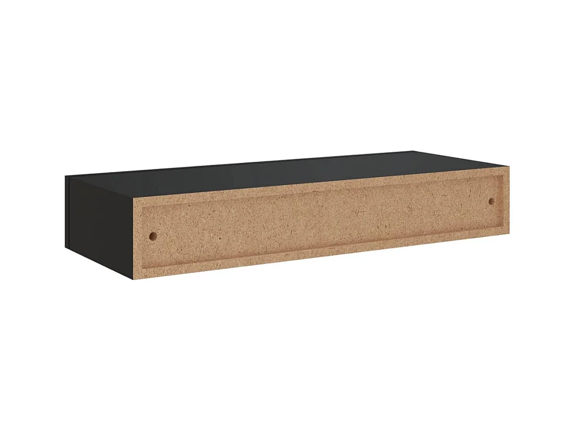 Wandschappen 2 st met lade 60x23,5x10 cm MDF zwart