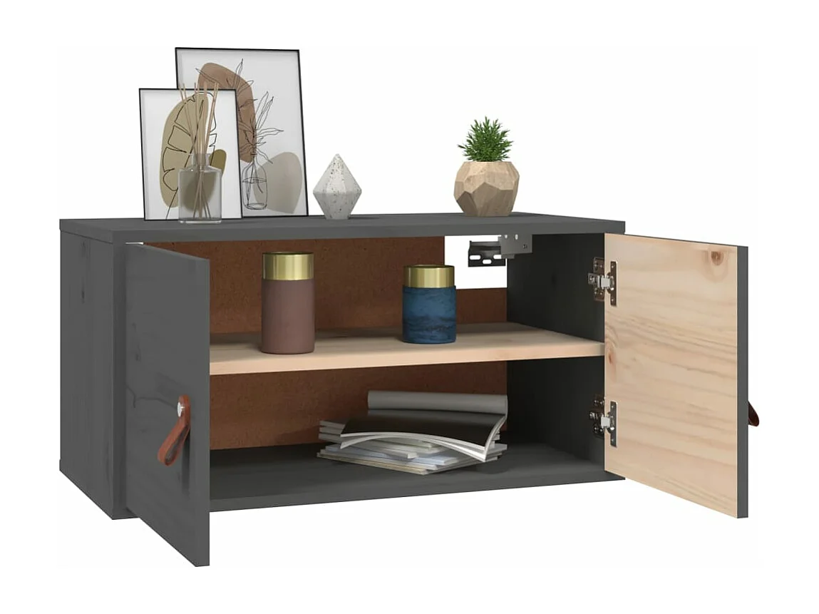 Armários de parede 2 pcs 60x30x30 cm pinho maciço cinzento