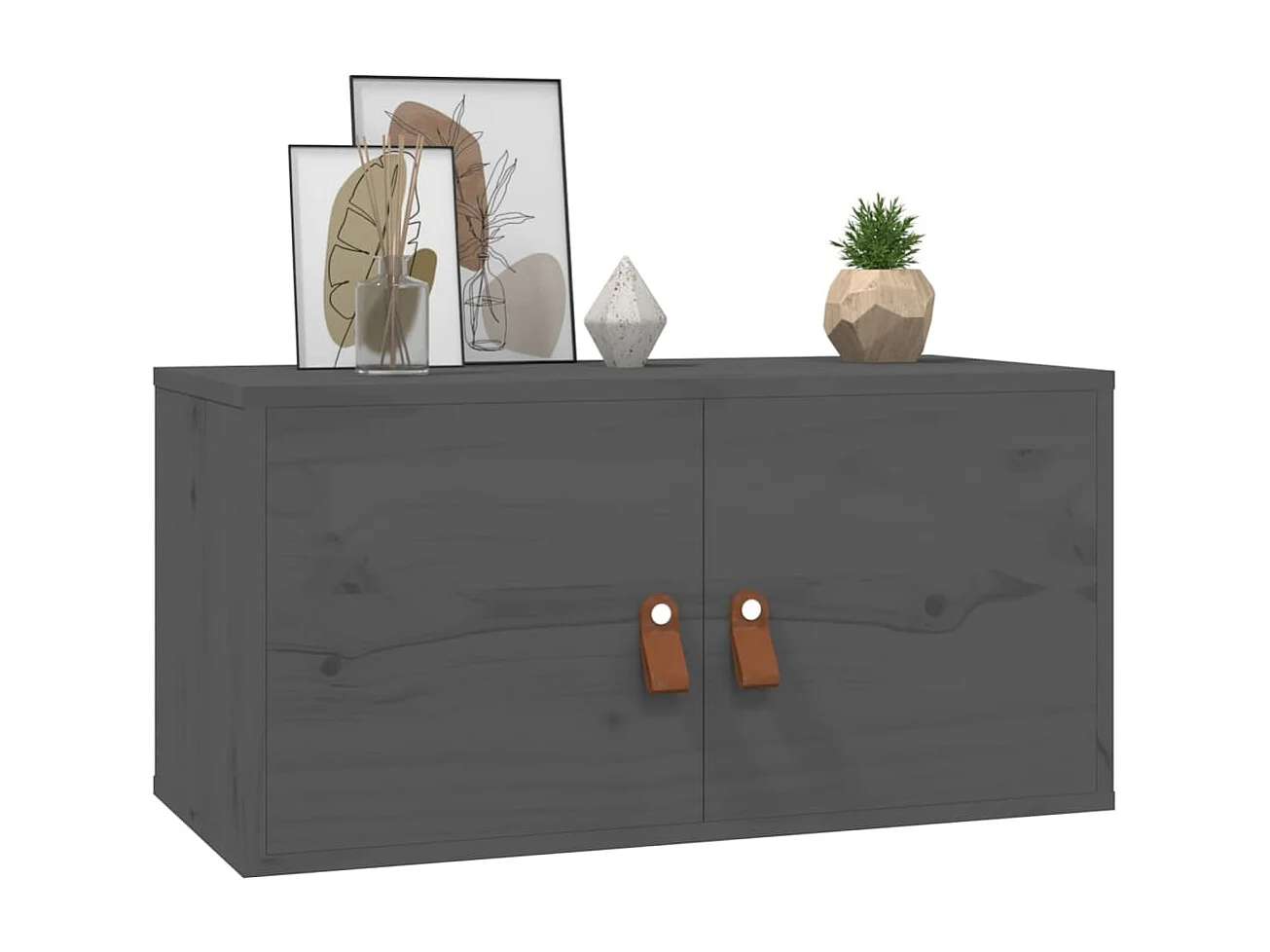 Armoires murales 2 pcs Gris 60x30x30 cm Bois de pin massif