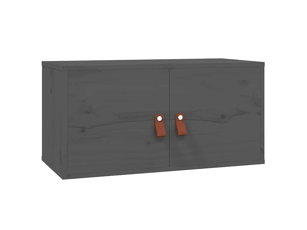 Armarios de pared 2 uds madera maciza de pino gris 60x30x30 cm