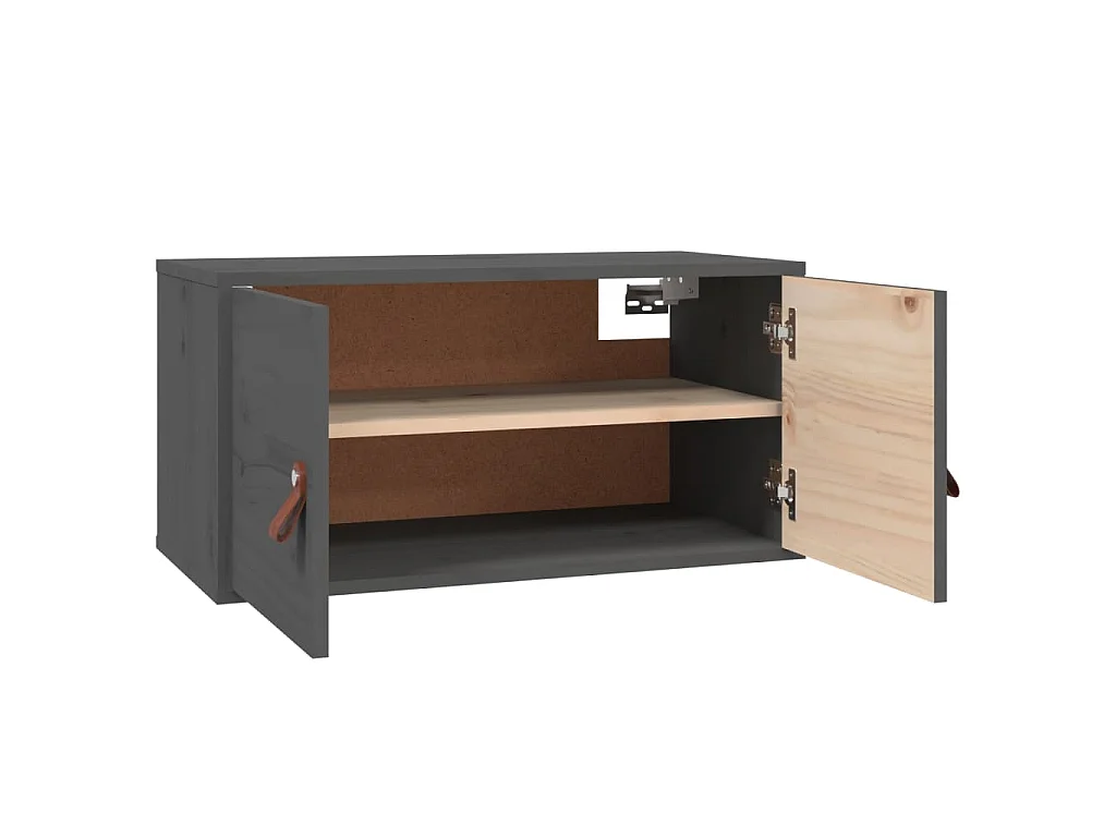 Armarios de pared 2 uds madera maciza de pino gris 60x30x30 cm
