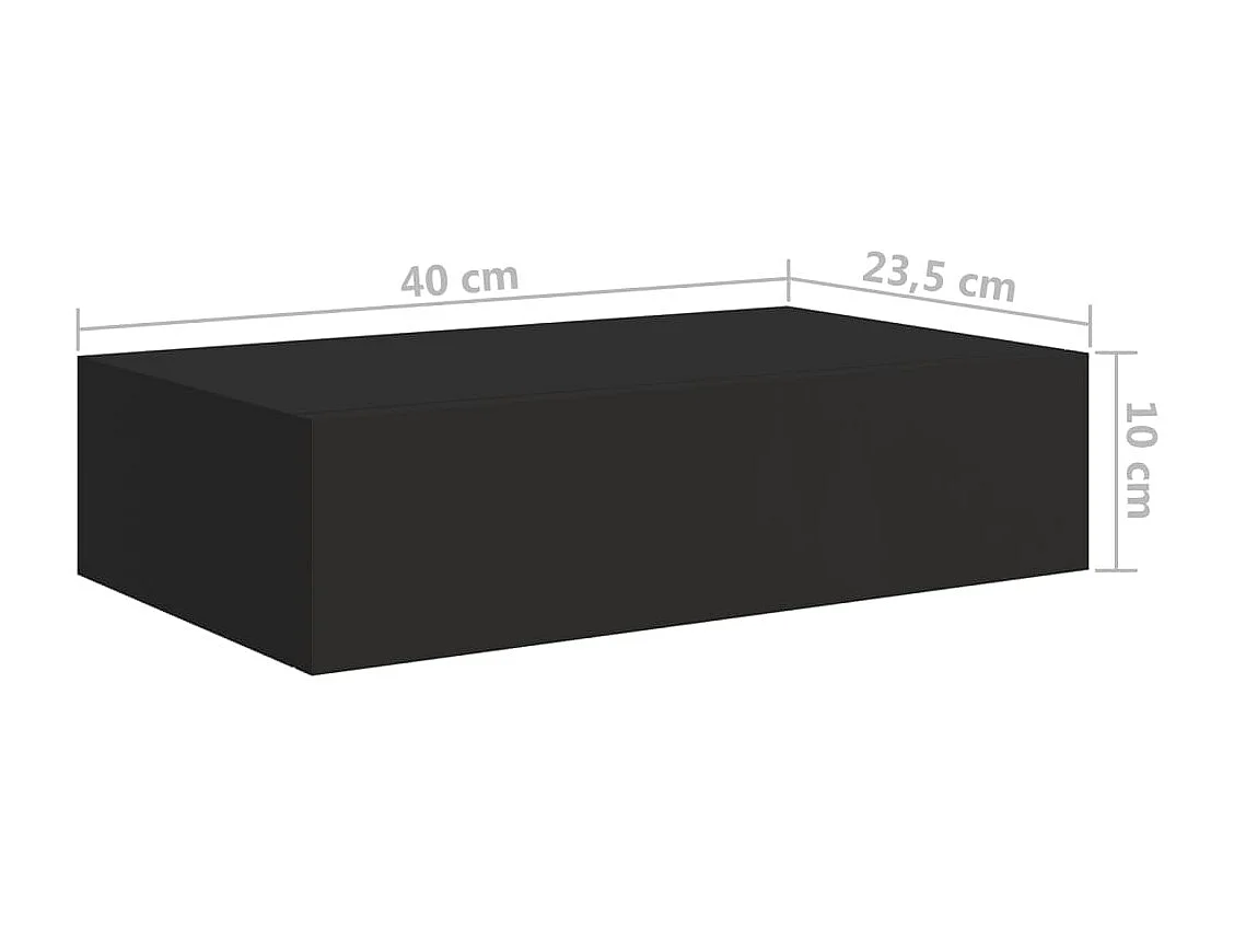 Étagère à tiroir murale noir 40x23,5x10 cm MDF