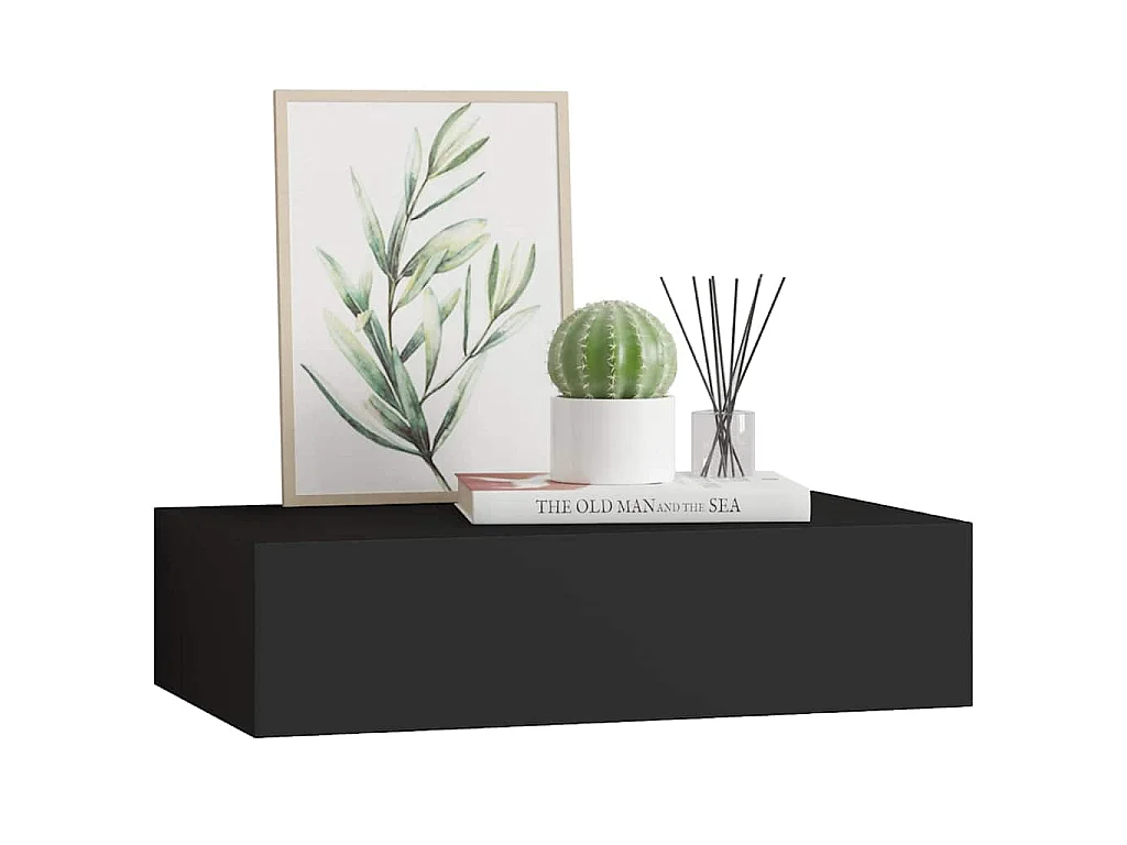 Wandregal mit Schublade Schwarz 40x23,5x10 cm MDF