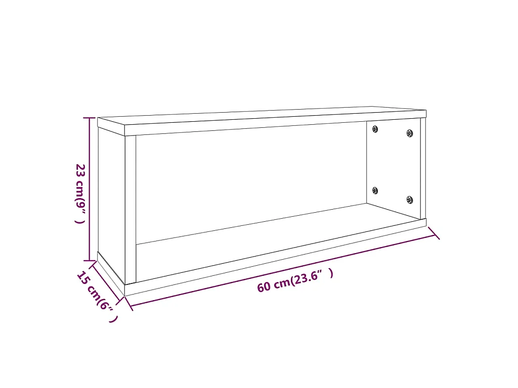 Mensole Cubo Muro 2 pz Grigio Sonoma 60x15x23 cm in Multistrato