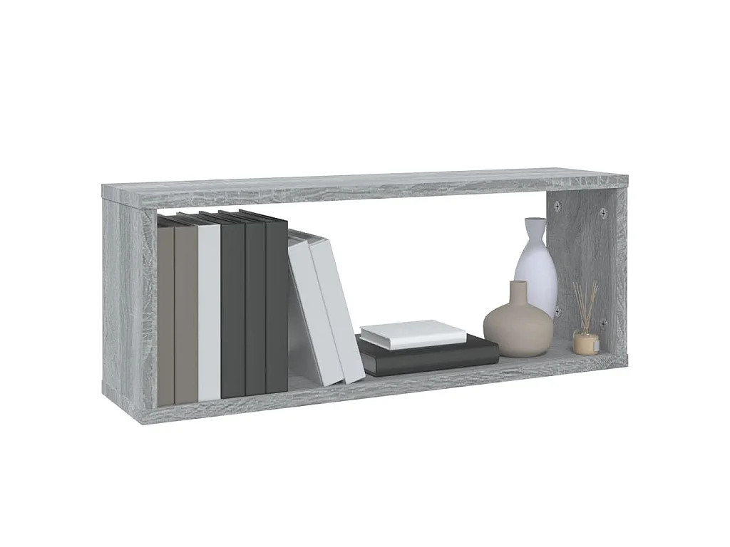 Mensole Cubo Muro 2 pz Grigio Sonoma 60x15x23 cm in Multistrato