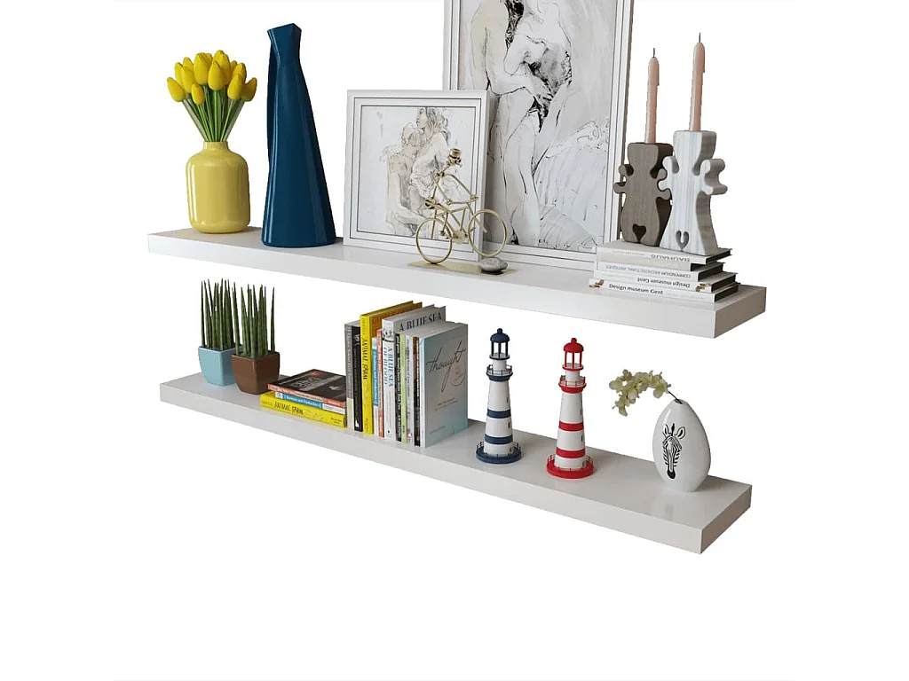 Estantes flotantes de pared 2 uds MDF blanco para libros/DVD
