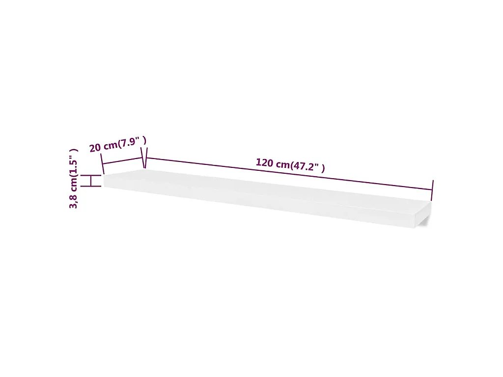 Wandplanken MDF zwevend voor boeken/dvd wit 2 st