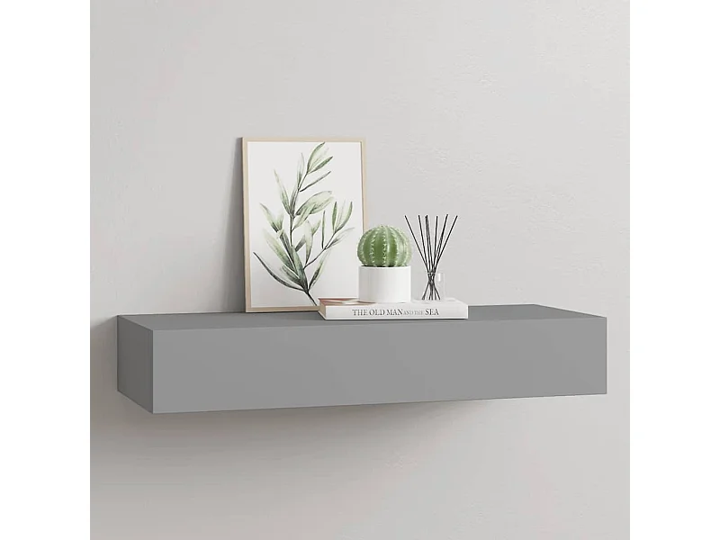 Étagère à tiroir murale Gris 60x23,5x10 cm MDF