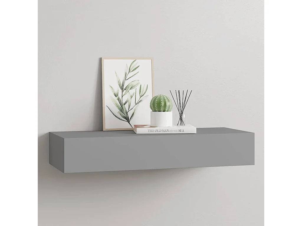 Wandschap met lade 60x23,5x10 cm MDF grijs