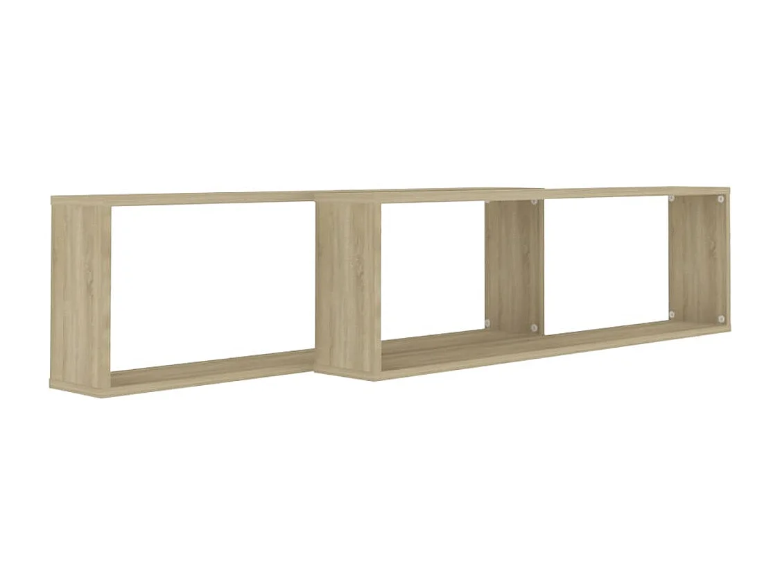Étagères cube murales 2 pcs chêne sonoma bois d'ingénierie