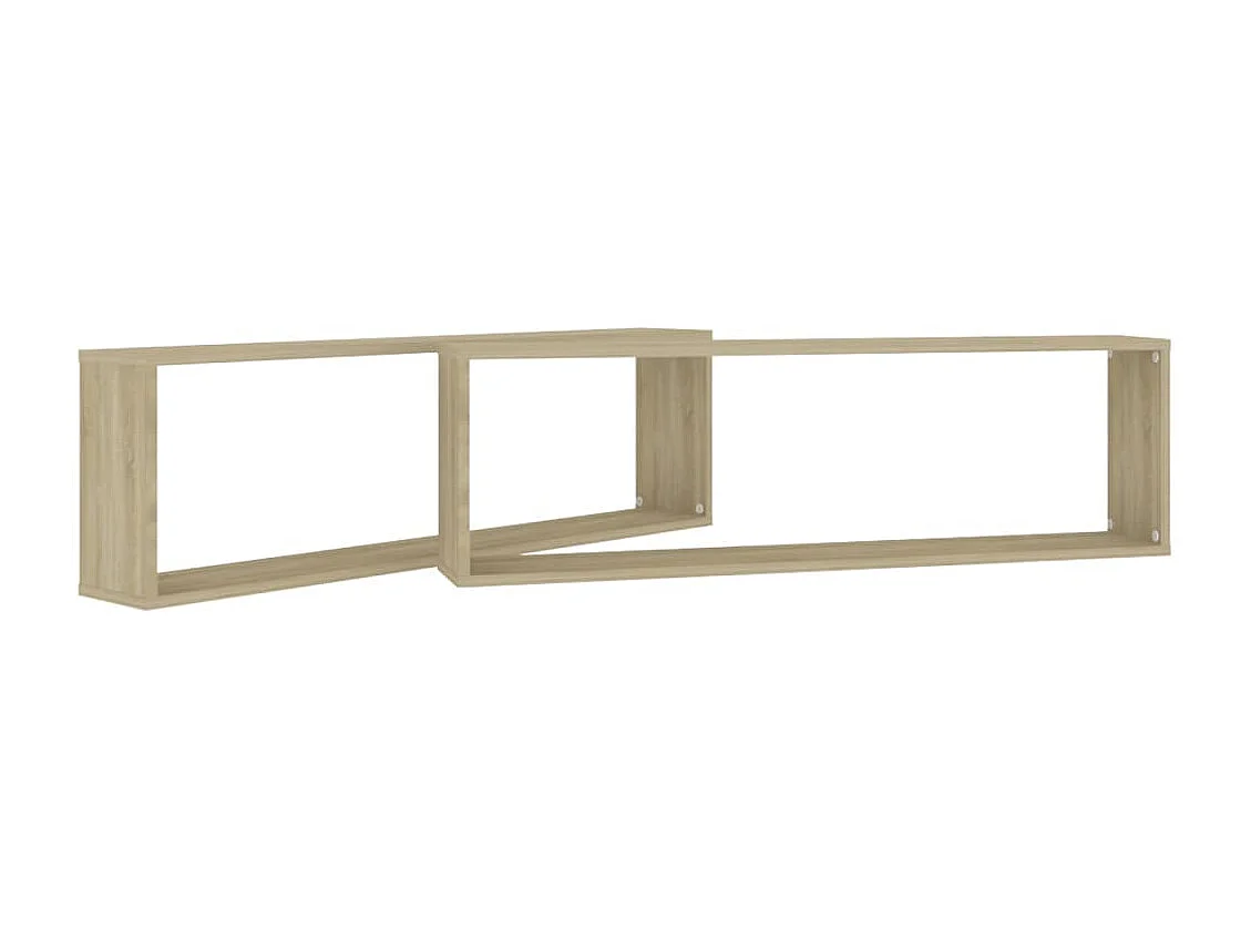 Estantes cubo pared 2uds contrachapado roble Sonoma 100x15x30cm