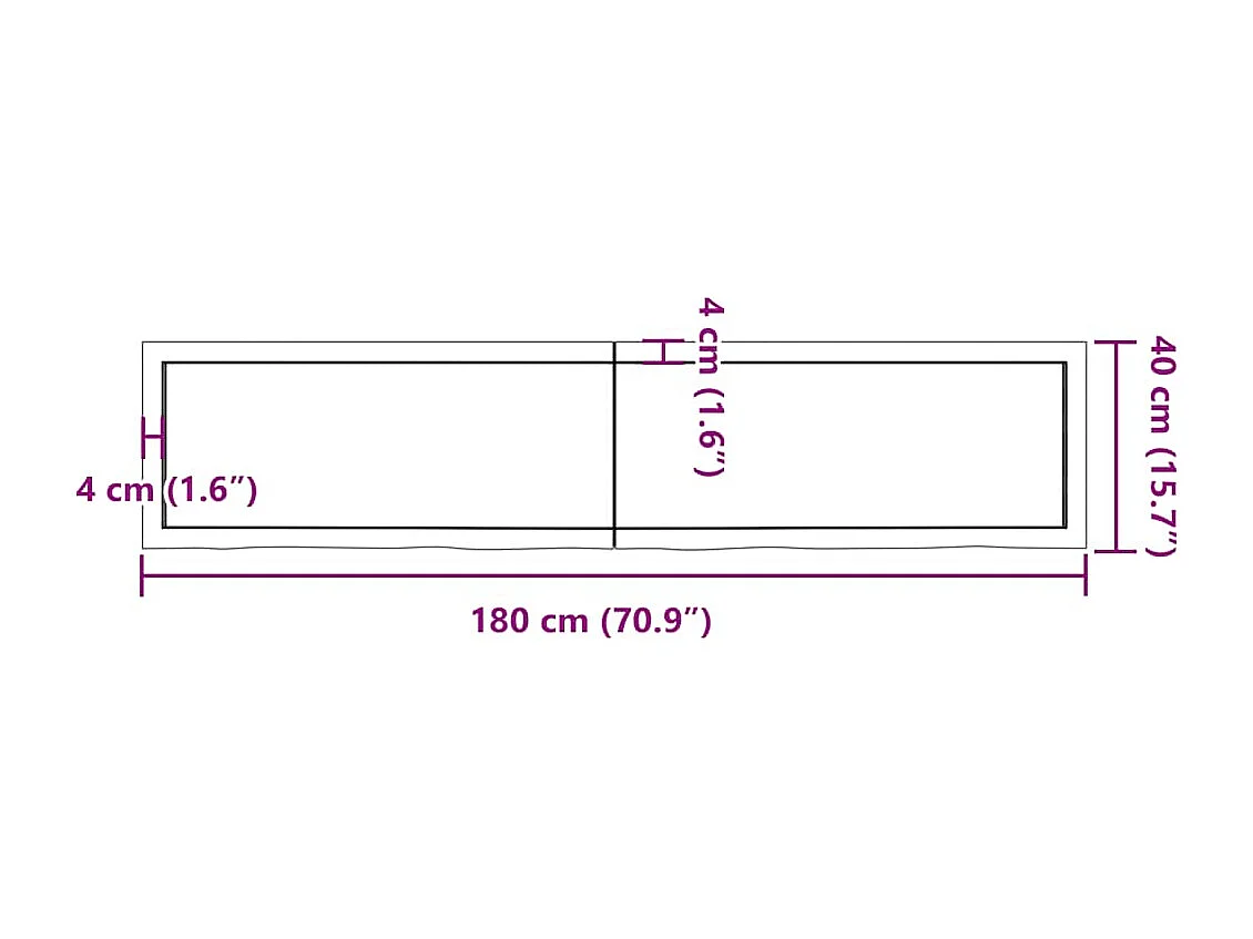 Estante pared madera roble tratada marrón oscuro 180x40x(2-4)cm