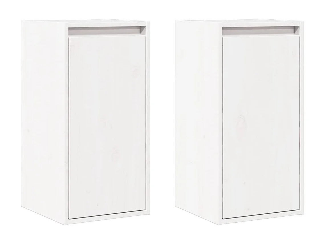 Armoires murales 2 pcs Blanc 30x30x60 cm Bois de pin massif