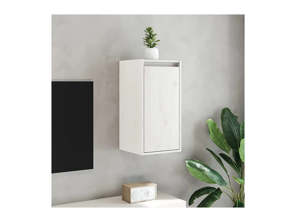 Pensili 2 pz Bianchi 30x30x60 cm in Legno Massello di Pino