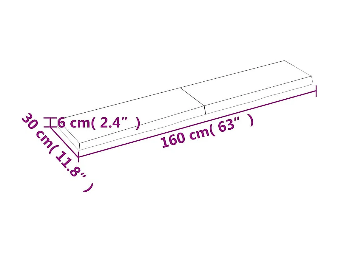 Wandregal Dunkelbraun 160x30x(2-6)cm Massivholz Eiche Behandelt