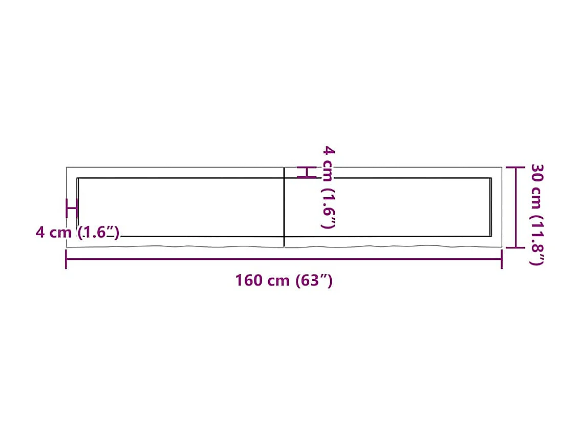 Wandregal Dunkelbraun 160x30x(2-6)cm Massivholz Eiche Behandelt