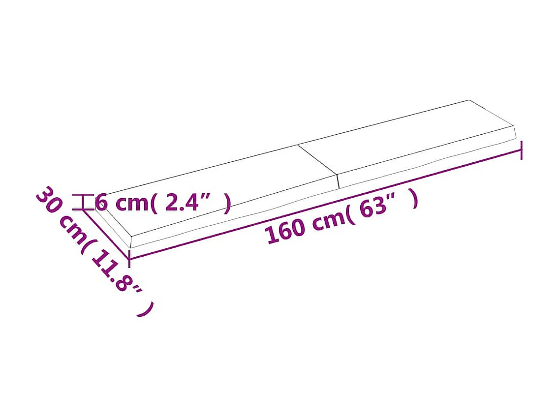 Wandregal Dunkelbraun 160x30x(2-6)cm Massivholz Eiche Behandelt