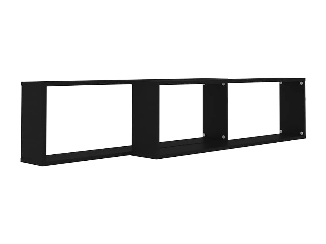 Étagères cube murales 2 pcs noir 100x15x30 cm bois d'ingénierie