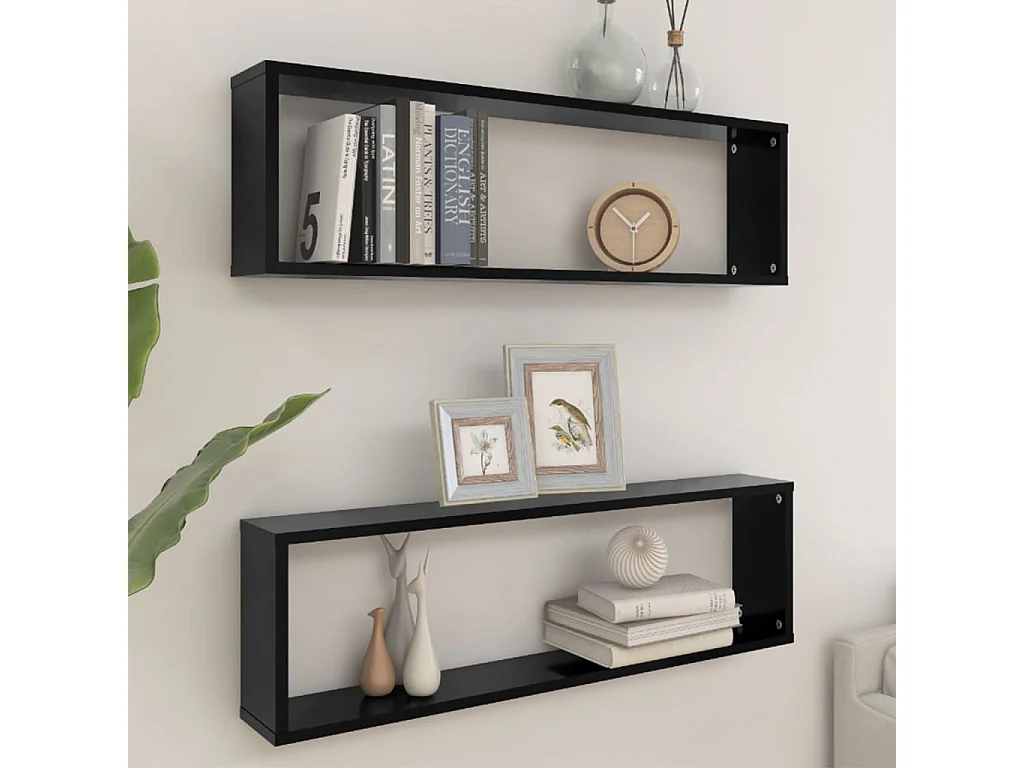 Würfelregale 2 Stk. Schwarz 100x15x30 cm Holzwerkstoff