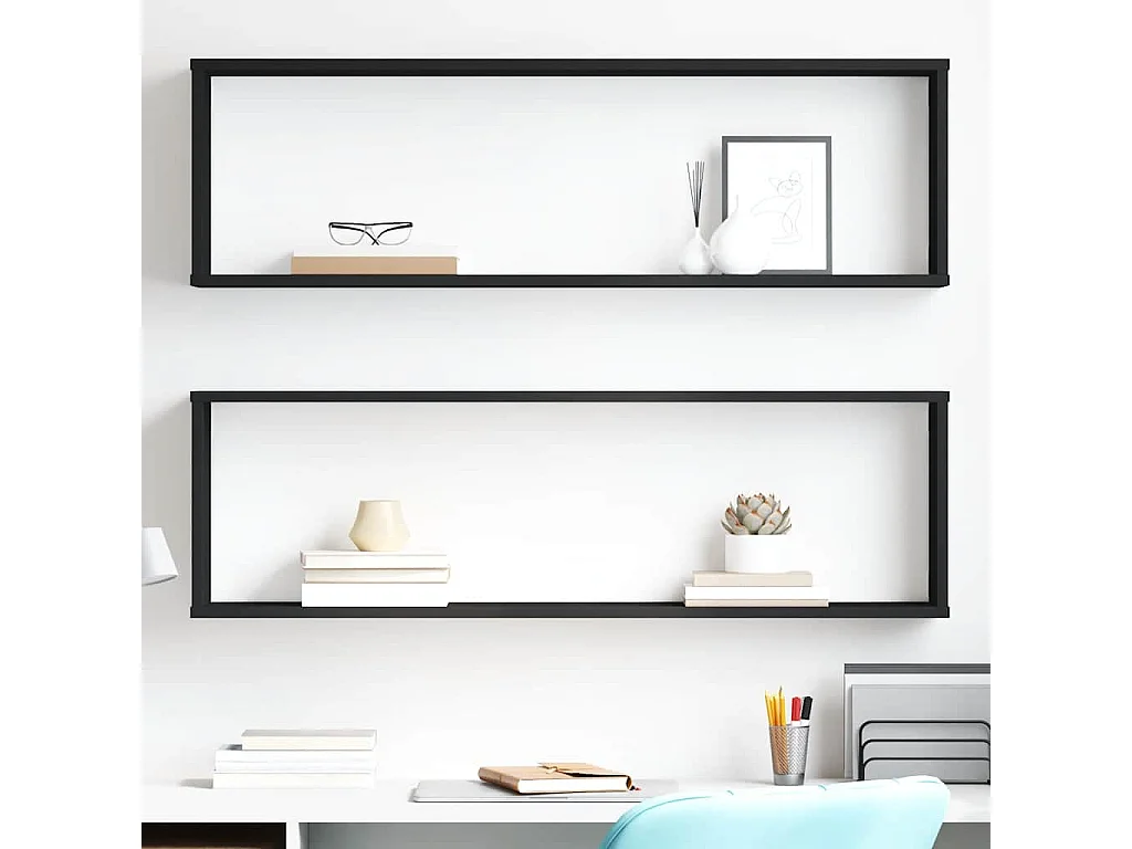 Würfelregale 2 Stk. Schwarz 100x15x30 cm Holzwerkstoff