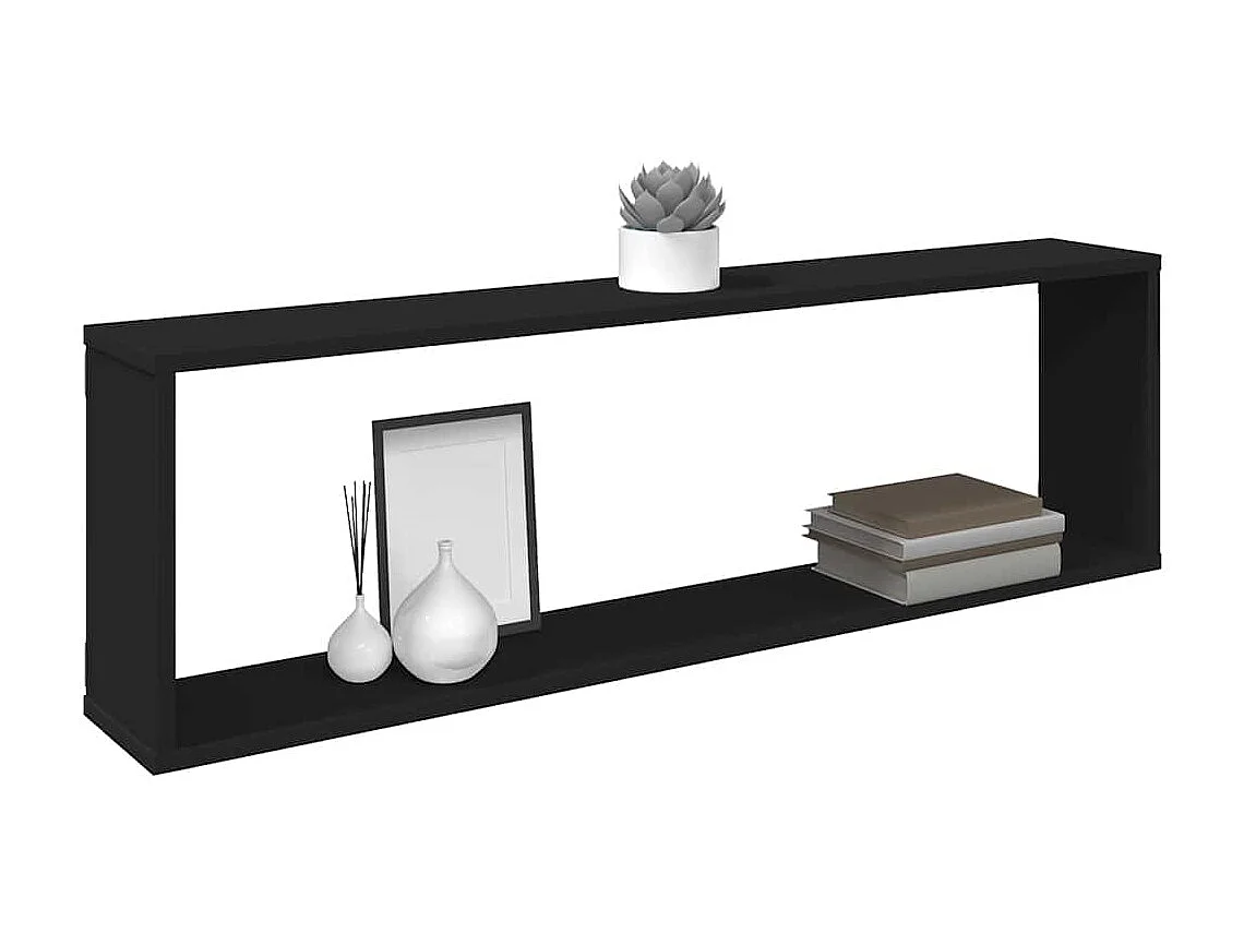 Würfelregale 2 Stk. Schwarz 100x15x30 cm Holzwerkstoff