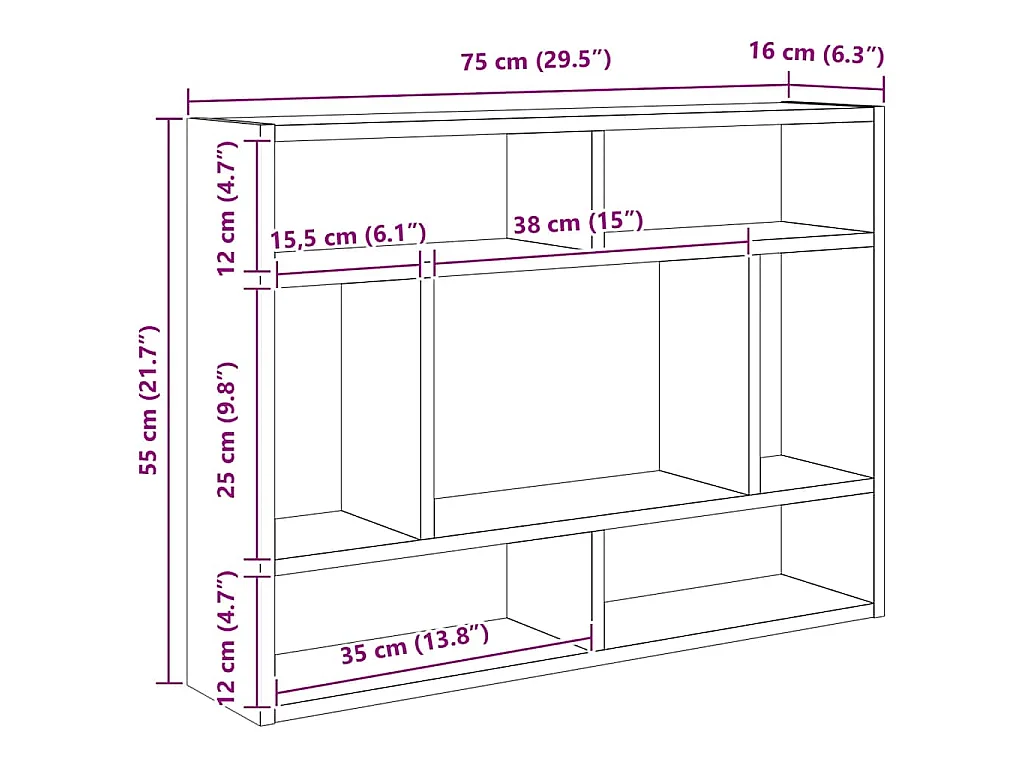 Scaffale a Parete Bianco 75x16x55 cm in in Multistrato